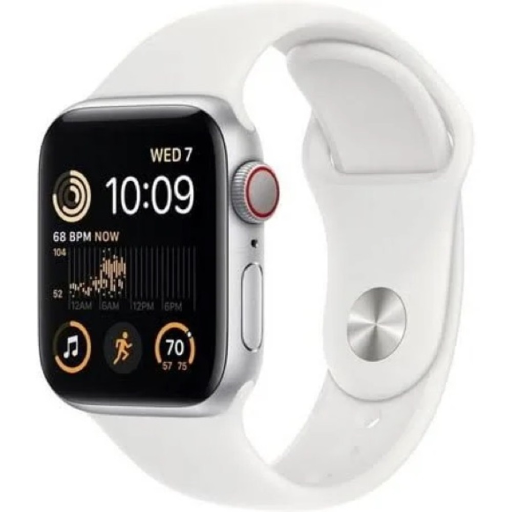 Apple Smartwatch with Silver Case and White Band